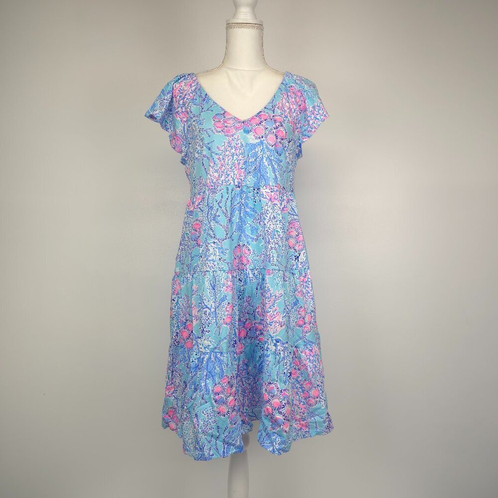 NWOT Lilly Pulitzer Kawai Flutter Sleeve Blue Ibiza Now You Sea Me M,L,XL - Picture 3 of 16